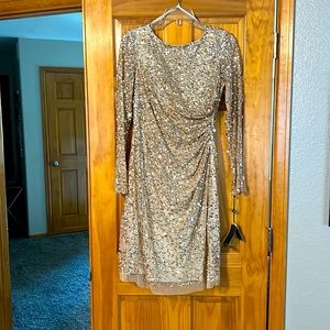 Gorgeous gold Adrianna Papell formal sequin dress